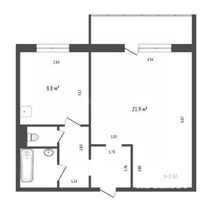 1-к квартира, вторичка, 41м2, 10/10 этаж