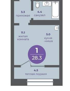 Студия квартира, вторичка, 28м2, 4/24 этаж