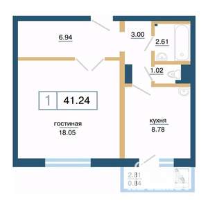 1-к квартира, вторичка, 41м2, 12/17 этаж