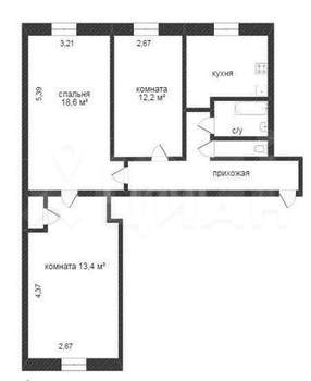3-к квартира, вторичка, 73м2, 5/5 этаж