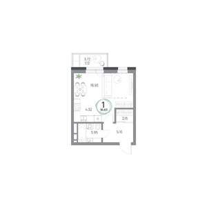 1-к квартира, вторичка, 36м2, 2/17 этаж