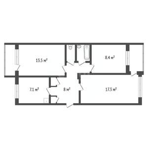 3-к квартира, вторичка, 58м2, 5/5 этаж