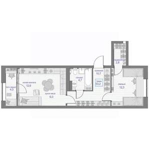 2-к квартира, вторичка, 53м2, 13/24 этаж