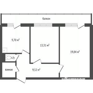 2-к квартира, вторичка, 56м2, 8/16 этаж