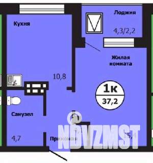 1-к квартира, строящийся дом, 37м2, 15/19 этаж