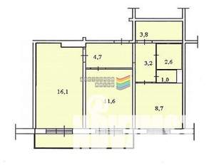 2-к квартира, вторичка, 52м2, 1/10 этаж