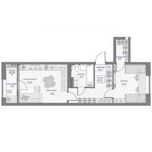 2-к квартира, вторичка, 53м2, 19/24 этаж