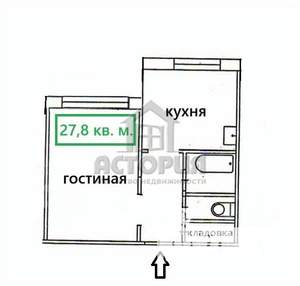1-к квартира, вторичка, 28м2, 1/9 этаж