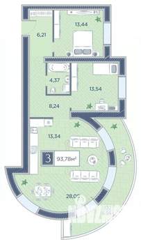 3-к квартира, вторичка, 94м2, 4/18 этаж