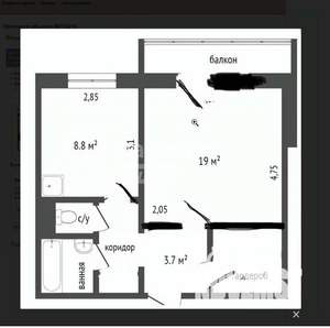 1-к квартира, вторичка, 41м2, 4/10 этаж