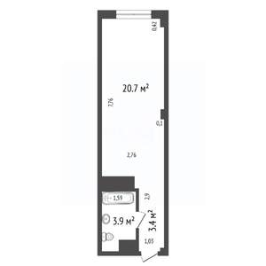 Студия квартира, вторичка, 28м2, 7/13 этаж