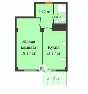 1-к квартира, строящийся дом, 39м2, 11/17 этаж