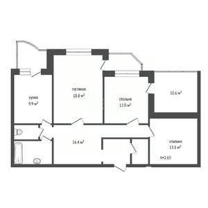 3-к квартира, вторичка, 97м2, 10/10 этаж