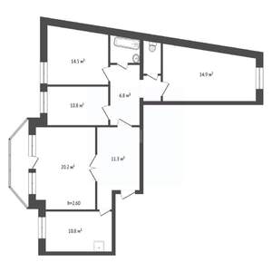 4-к квартира, вторичка, 95м2, 2/10 этаж