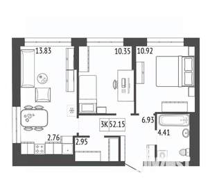 3-к квартира, вторичка, 52м2, 5/17 этаж