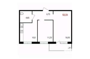 2-к квартира, вторичка, 52м2, 3/18 этаж