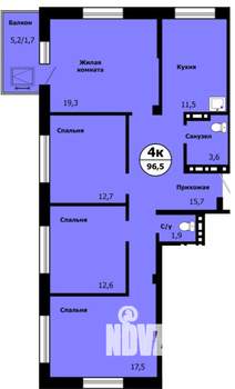 4-к квартира, вторичка, 94м2, 3/19 этаж