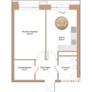 1-к квартира, вторичка, 39м2, 8/24 этаж