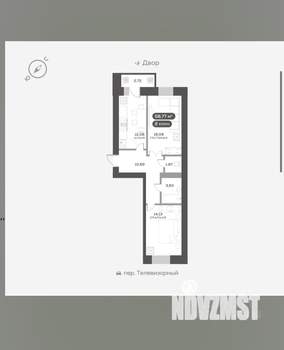 2-к квартира, вторичка, 61м2, 6/16 этаж