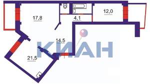 2-к квартира, вторичка, 81м2, 4/17 этаж
