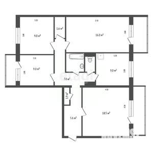 4-к квартира, вторичка, 82м2, 9/9 этаж