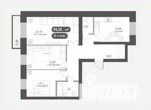 3-к квартира, вторичка, 94м2, 3/15 этаж