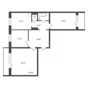 3-к квартира, вторичка, 62м2, 8/9 этаж