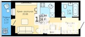 Студия квартира, вторичка, 31м2, 22/24 этаж