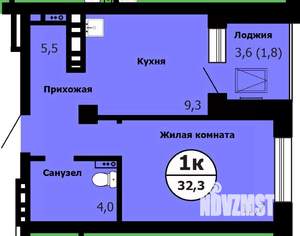 1-к квартира, строящийся дом, 33м2, 16/26 этаж