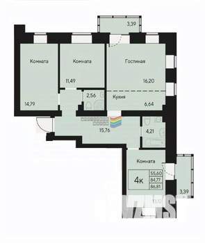 4-к квартира, сданный дом, 87м2, 6/8 этаж