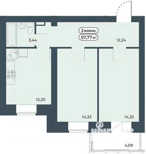 2-к квартира, вторичка, 58м2, 6/9 этаж