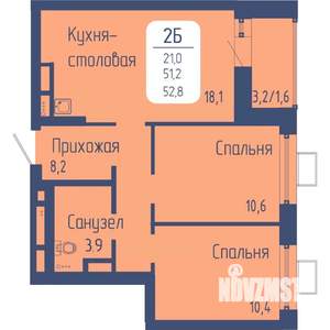 2-к квартира, вторичка, 53м2, 10/21 этаж