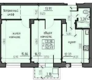 2-к квартира, вторичка, 70м2, 8/10 этаж