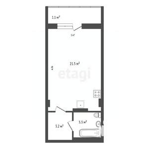 1-к квартира, вторичка, 28м2, 9/11 этаж