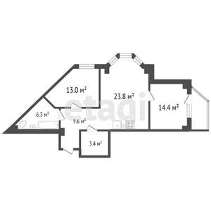 3-к квартира, вторичка, 72м2, 17/25 этаж