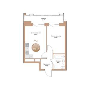 1-к квартира, строящийся дом, 37м2, 2/24 этаж