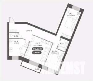 3-к квартира, вторичка, 93м2, 2/15 этаж