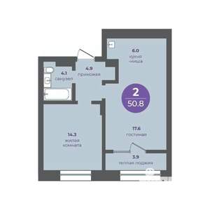 2-к квартира, вторичка, 51м2, 3/24 этаж