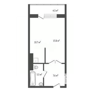 Студия квартира, вторичка, 36м2, 8/17 этаж