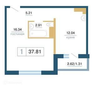 1-к квартира, вторичка, 38м2, 13/17 этаж