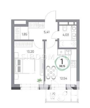 1-к квартира, вторичка, 38м2, 4/8 этаж