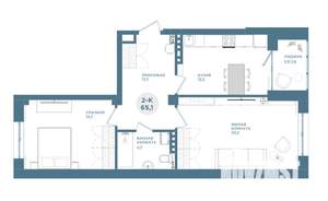 2-к квартира, строящийся дом, 65м2, 4/19 этаж