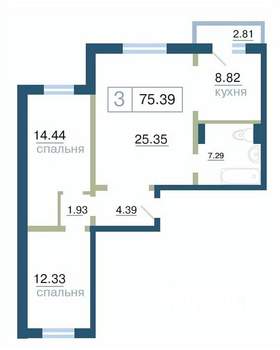 3-к квартира, вторичка, 75м2, 10/17 этаж