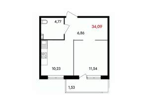 1-к квартира, вторичка, 34м2, 5/18 этаж