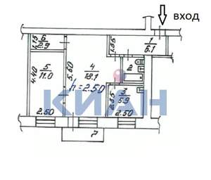 2-к квартира, вторичка, 48м2, 5/5 этаж