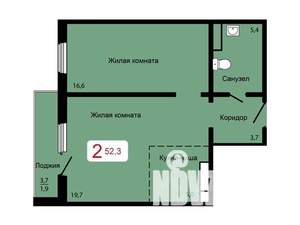 1-к квартира, вторичка, 52м2, 10/17 этаж