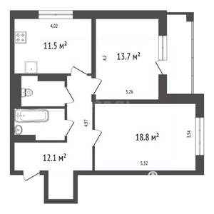 2-к квартира, вторичка, 63м2, 7/18 этаж