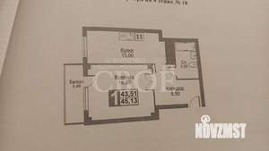 1-к квартира, вторичка, 43м2, 4/19 этаж