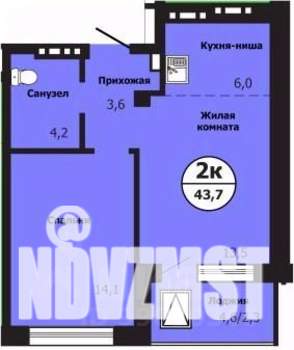 2-к квартира, вторичка, 43м2, 10/19 этаж