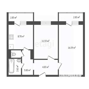 2-к квартира, вторичка, 48м2, 4/16 этаж